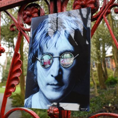 JOHN LENNON STRAWBERRY FIELD GLASS ART